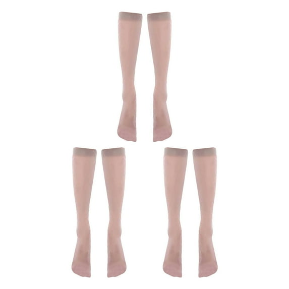 ManxiVoo Womens Silk Thigh High Socks with Nylon for Party Tights and Hosiery Accessories in Set of Three Pairs One Size Size Grey