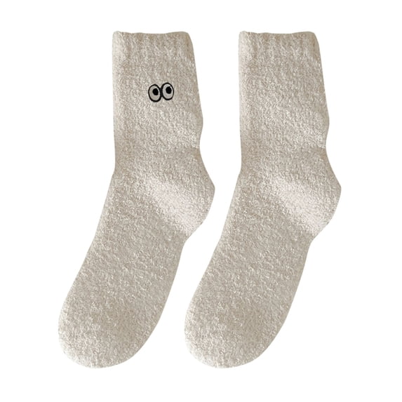 ManxiVoo Womens Soft Fluffy Fuzzy Socks Cozy Warm Plush Sleeping Home Wear NonBind Cuff Christmas Holiday Gift Beige