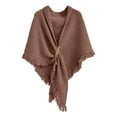 thumbnail image 1 of ManxiVoo Womens Solid Color Triangle Shawl Wrap Windproof Warm Cloak Cardigan Lightweight Versatile Autumn Spring Brown, 1 of 4