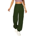 thumbnail image 1 of ManxiVoo Womens Solid Color Workwear Pants Casual Daily Use Trousers with Multiple Pockets Comfort Fit XXL Size Green, 1 of 5