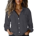 thumbnail image 1 of ManxiVoo Womens Spring Summer Long Sleeve Shirt Breathable Loose Fit Top for Casual and Office Wear M Size Dark Gray, 1 of 9