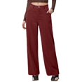 thumbnail image 1 of ManxiVoo Womens Straight Leg Corduroy Pants In A Wide Relaxed Fit For Autumn And Winter Casual Style Featuring Practical Pockets And A Long Silhouette S Size Wine, 1 of 7