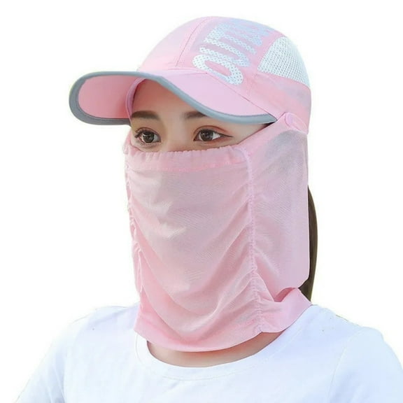ManxiVoo Womens Sun Hat UPF Protection Wide Brim Cycling Beach Outdoor Neck Cover Lightweight Quick Dry Face Shield Pink