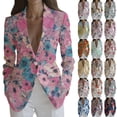 thumbnail image 1 of ManxiVoo Womens Trendy Lightweight Printed Long Sleeve Lapel Blazer Single Button Daily Wear, 1 of 8