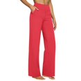 thumbnail image 1 of ManxiVoo Womens Versatile High Waisted Wide Leg Trousers With Pockets For Yoga Work And Casual Activities Combining Sporty Function With Style L Size Red, 1 of 4