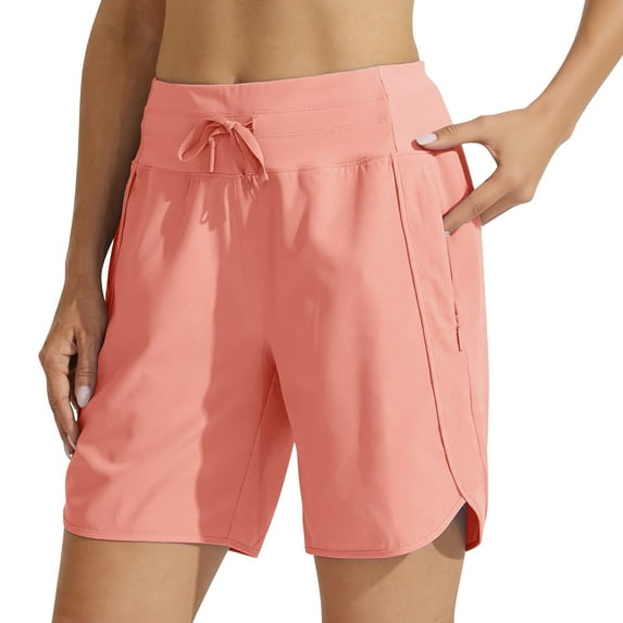 ManxiVoo Womens Wide Leg Yoga Shorts High Waist Athletic Workout Summer Gym Shorts with Side Pockets Comfortable Stretchable XL Size Rose Gold