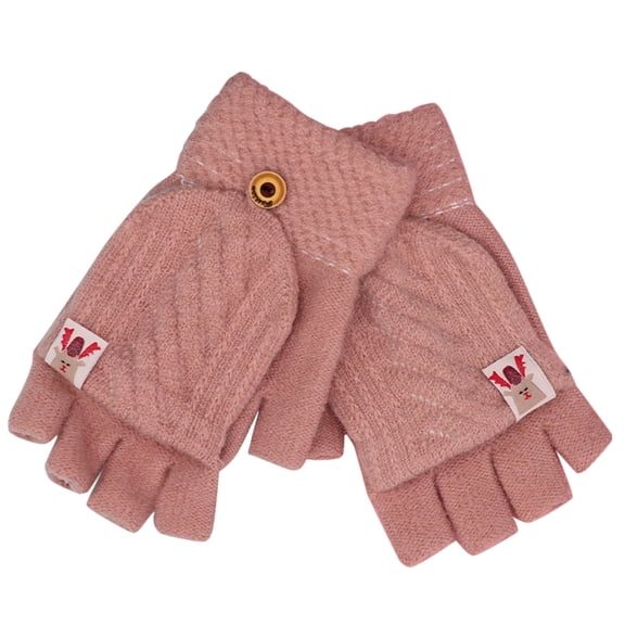 ManxiVoo Womens Winter Gloves with Touchscreen Function Thickened Knit Jacquard Pattern Gloves for Cold Weather and Daily Use Pink