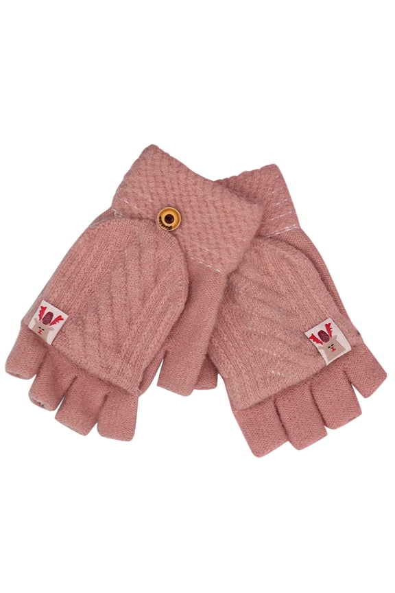 Womens Winter Gloves with Touchscreen Function Thickened Knit Jacquard Pattern Gloves for Cold Weather and Daily Use Pink