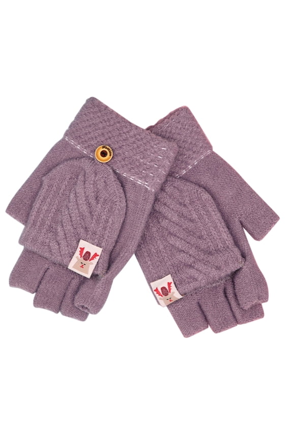 Womens Winter Gloves with Touchscreen Function Thickened Knit Jacquard Pattern Gloves for Cold Weather and Daily Use Purple