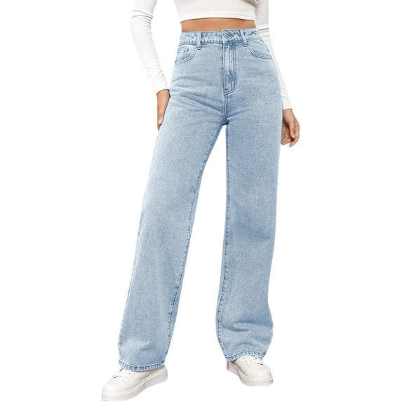 ManxiVoo Y2K Baggy Jeans Women High Waist Wide Leg Stretch Denim Pants 2025 Vintage Style XL Size Light Blue