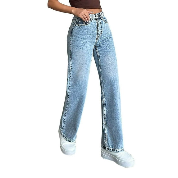 ManxiVoo Y2K Baggy Jeans Women High Waist Wide Leg Stretch Denim Pants 2025 Vintage Style XXL Size Blue
