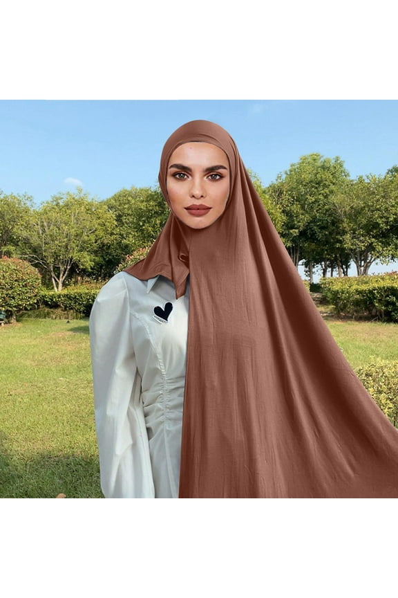 head scarf Muslim Head Scarf Solid Color Long Scarf Wrap Scarves Cotton Scarf for Women Fashion scarfs for women Brown