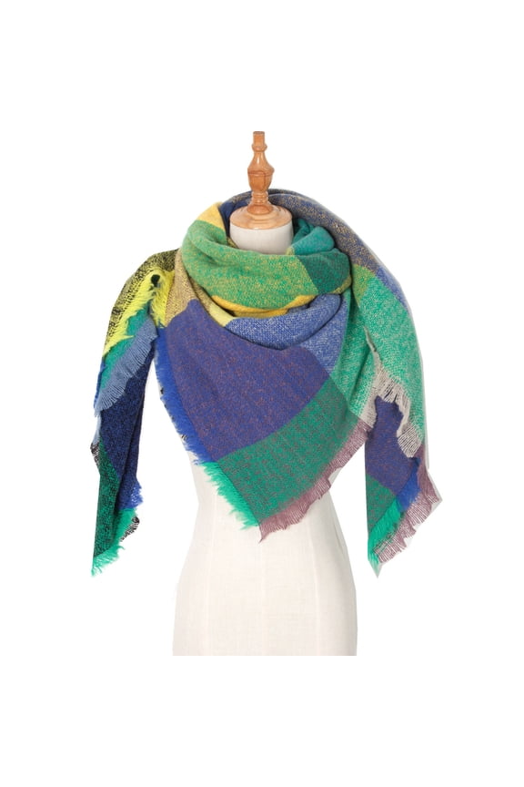 scarf Women Fall Winter Scarf Classic Tassel Plaid Scarf Warm Soft Chunky Large Blanket Wrap Shawl Scarves scarfs for women D
