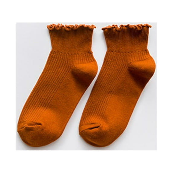 ManxiVoo socks Women Edge Cotton Vertical Striped Boat Socks Fresh Socks socks for women Orange