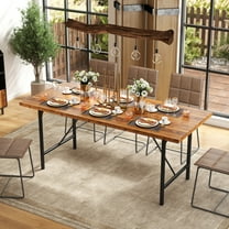 Manxile 70.8" Large Dining Room Table for 6-8 People,Farmhouse Industrial Wood Style Rectangle Apartment Dinning Room Dinette Tables for Eating Dinner,Red Oak