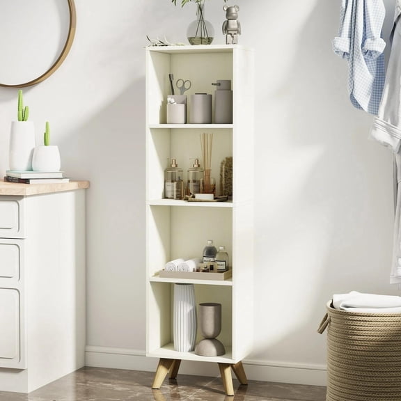 Manxile 3 Cube Vertical Storage Organizer, Modern White Wood Bookshelf for Living Room, Bedroom, Study Room