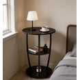 thumbnail image 1 of Manxile Small Round Side Table, 3-Tier Waist Circular End Table with Storage Shelf, Compact Tea Sofa Side Table Small Spaces, Round Corner Coffee Table for Living Room Bedroom,Black Brown, 1 of 6