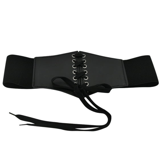 Manxivoo Black Belt Women, Women Corset Belt Wide Leather Waist Belt for Daily Punk Dresses Chest Elastic Waistband Western Belt Black One Size