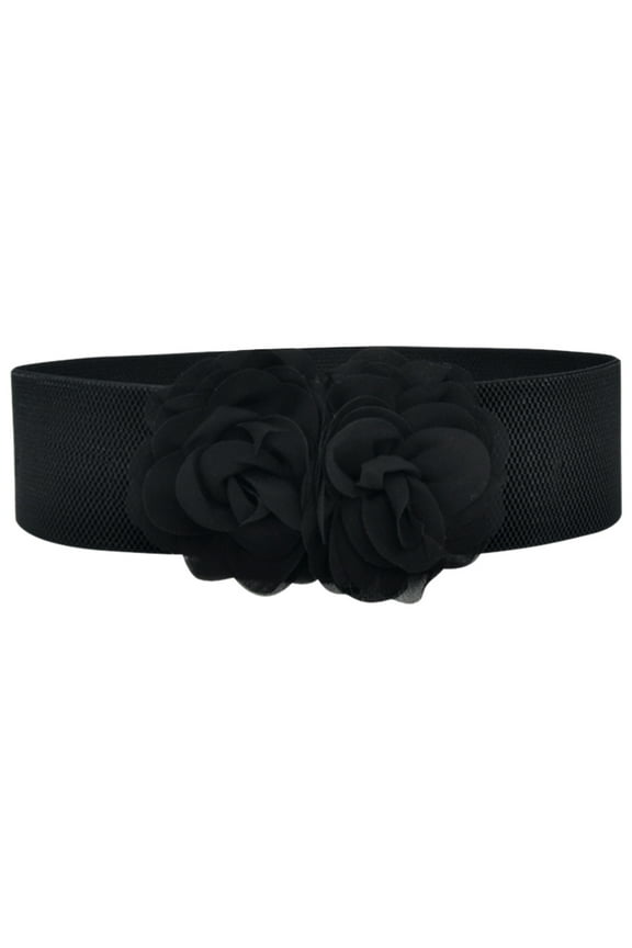 Black Belt Women, Women Stretchy Belt for Dresses Vintage Elastic Wide Waist Belt Western Belt Black One Size