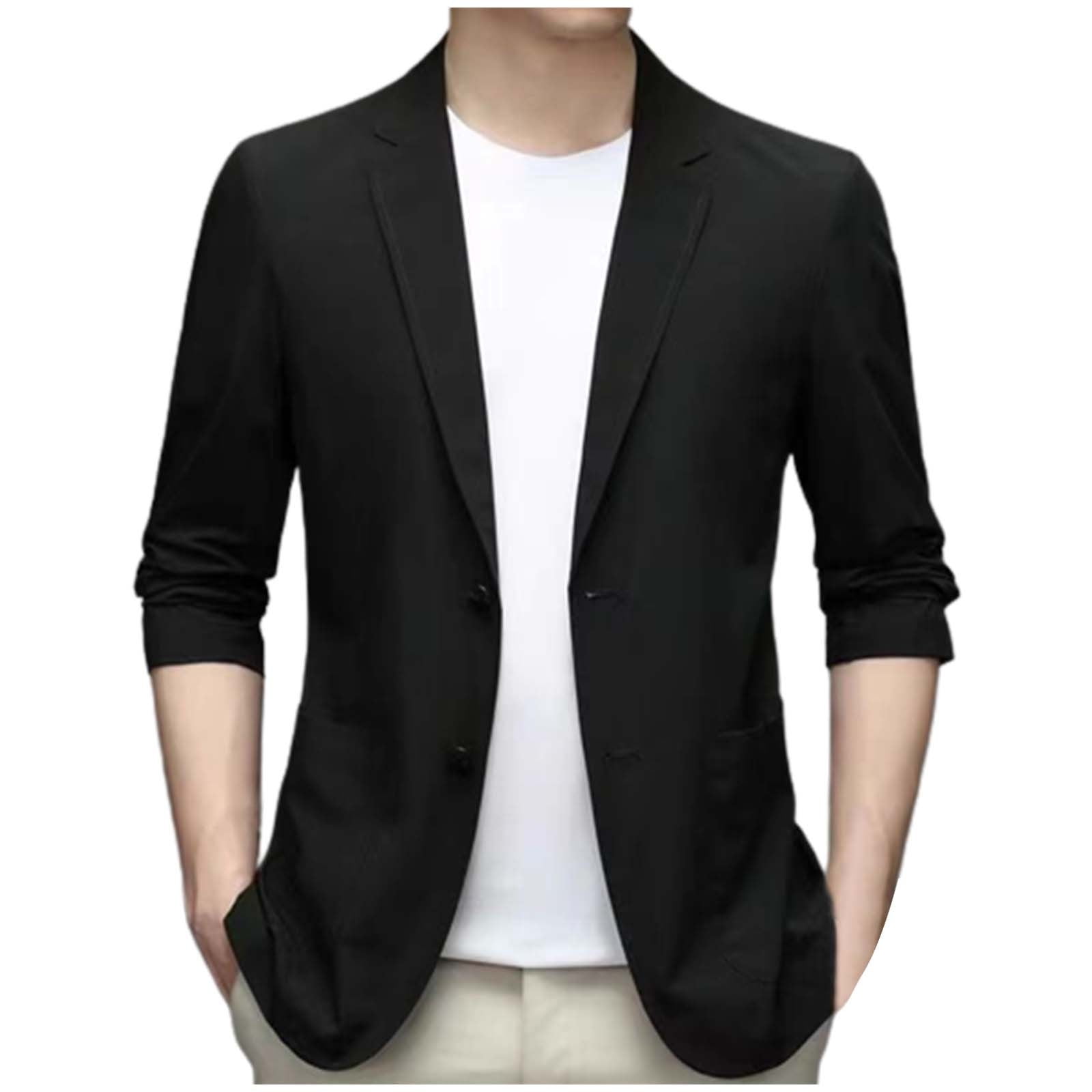 Manxivoo Men s Dark Gray Blazer Casual Short Sleeved Ultra Thin Breathable Jacket for Spring and Summer Walmart