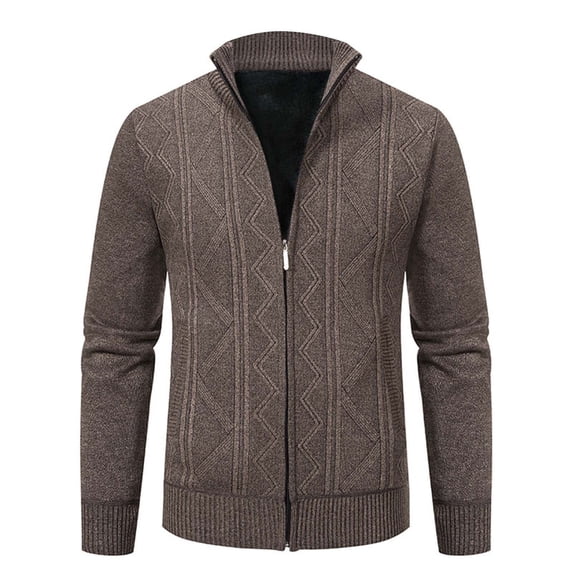 Manxivoo Cardigan Sweaters for Men, Men's Knitted Top Slim High Neck Long Sleeve Sweater Cardigan Men's Warm Coat Mens Cardigan Coffee XL