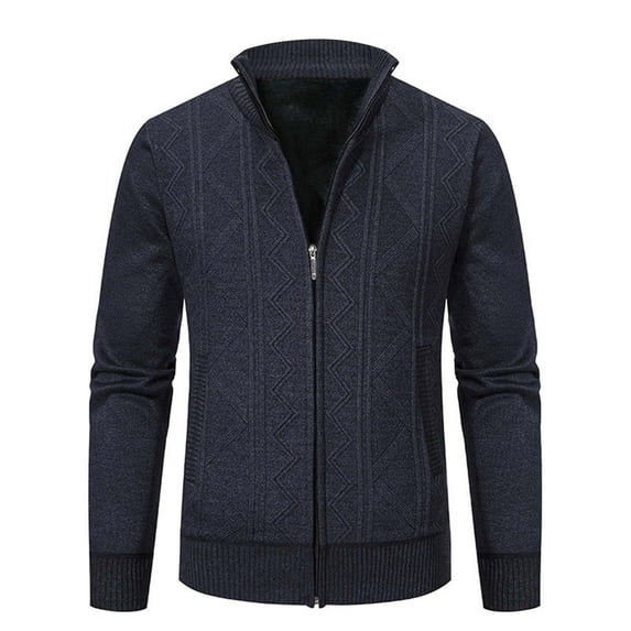 Manxivoo Cardigan Sweaters for Men, Men's Knitted Top Slim High Neck Long Sleeve Sweater Cardigan Men's Warm Coat Mens Cardigan Grey XL