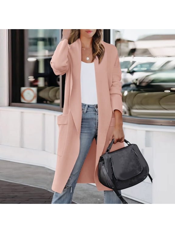 Cardigan Sweaters for Women Women's Casual Long Sleeve Draped Open Front Knit Pockets Long Cardigan Jackets Sweater Cardigan for Women Pink
