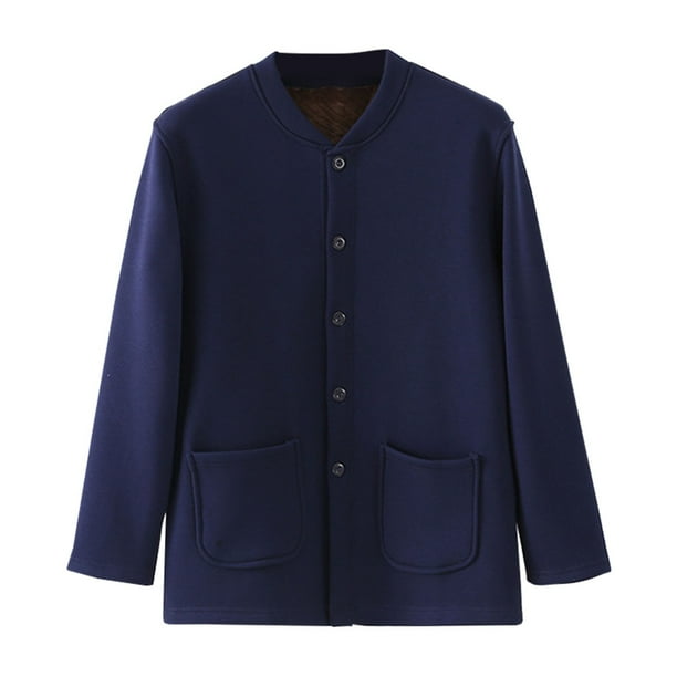 Manxivoo Cardigan for Women Womens Solid Color Jacket Snap Front Cardigan Sweatshirt for Women Long Cardigans for Women Trendy Navy XL