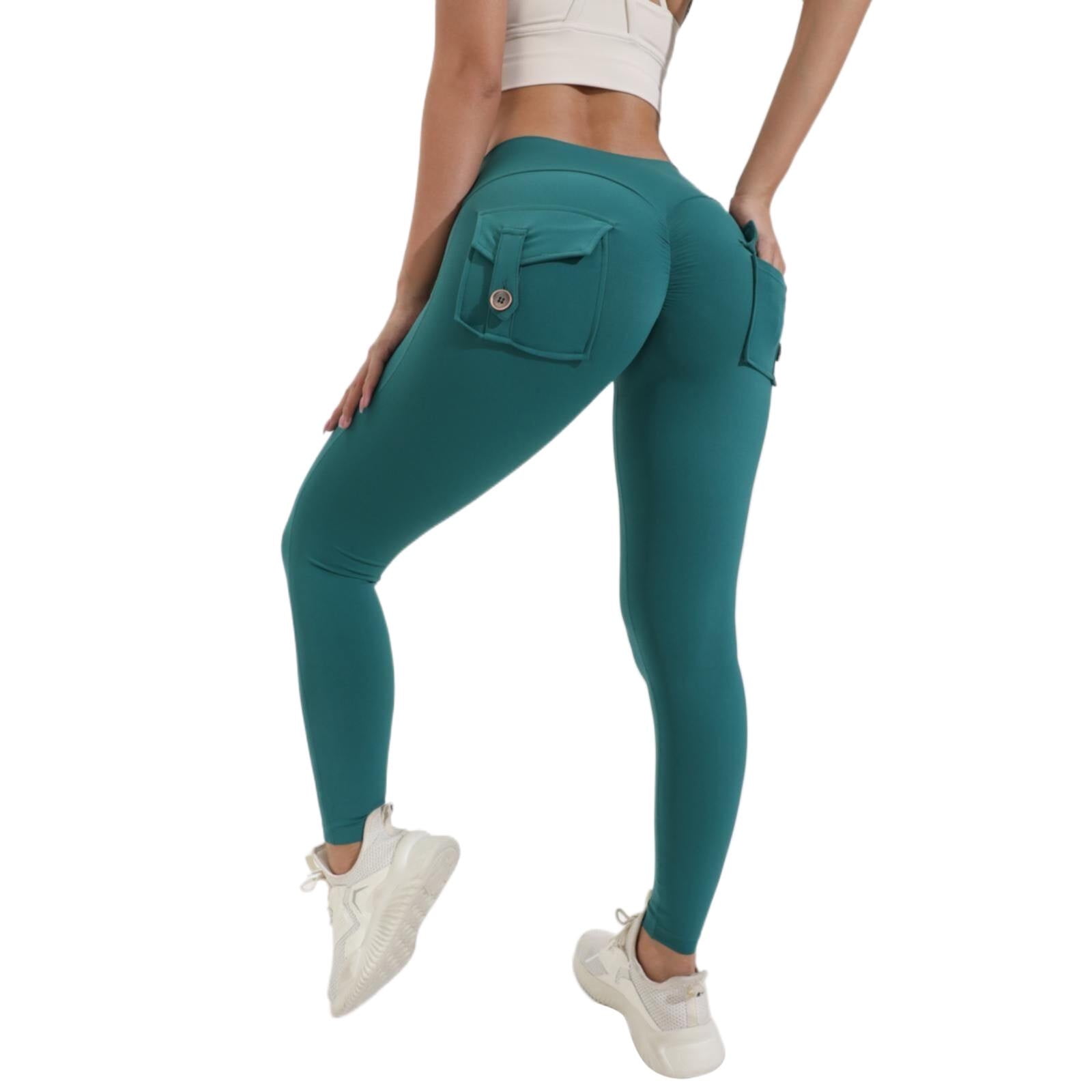 LEEy-World Cargo Pants Women SweatyRocks Women's Basic Leggings Stretchy  Slim Elastic High Waist Work Pants Green,S 