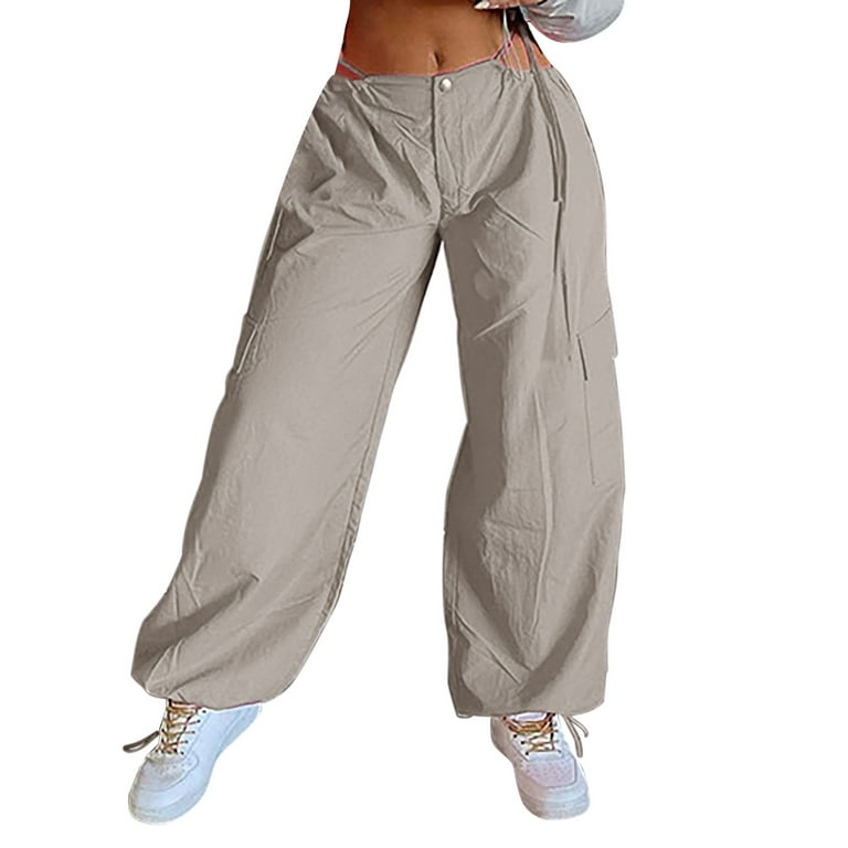Manxivoo Cargo Pants for Women High Waisted Women Cut Out Drawstring  Pockets Wide Leg High Waist Straight Vintage Baggy Trousers Overalls Cargo  Pants Dickies Pants Grey 