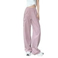 thumbnail image 1 of Manxivoo Cargo Pants for Women High Waisted Women's Cotton Drawstring Parachute Pants with 4 Pockets/Low Rise Elastic Waistband Cargo Pants Street Summer Dickies Pants Pink, 1 of 8