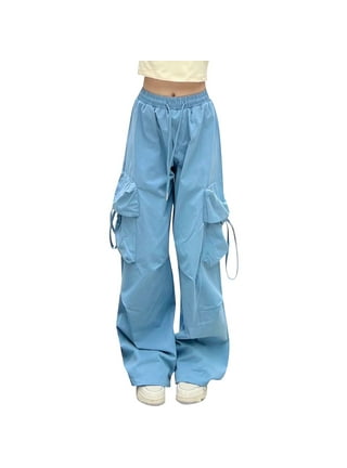 Manxivoo Cargo Pants for Women High Waisted Women's Parachute Pants with 4  Pockets High Rise Elastic Waistband Cargo Pants Streetwear Dickies Pants  Black L 