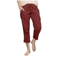 thumbnail image 1 of Manxivoo Cargo Pants for Women High Waisted Women's Loose Fit Summer Loungewear Baggy Elastic Waist Pant Straight Leg Trousers Cargo Pant Dickies Work Pants Watermelon Red, 1 of 4