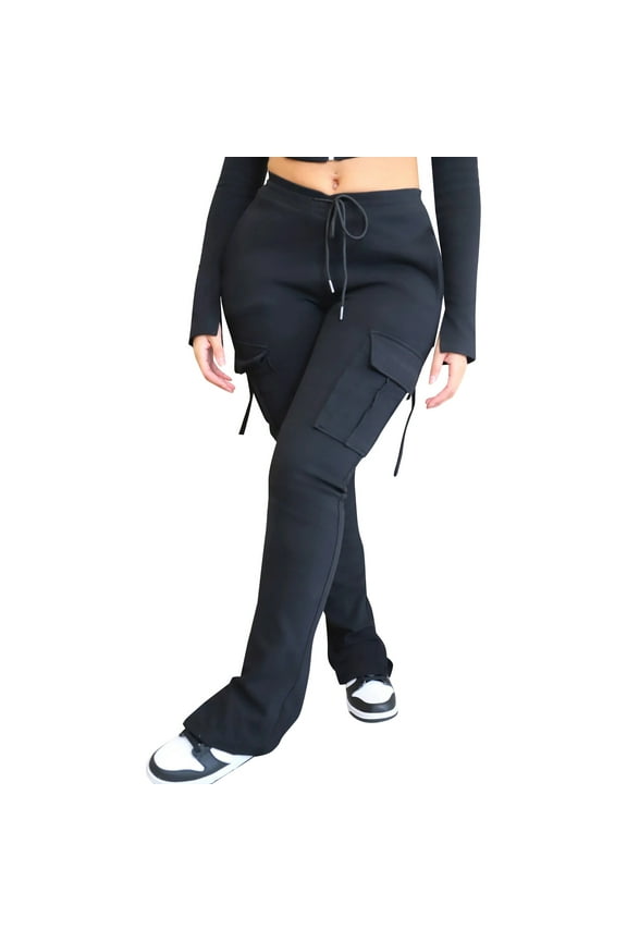 Cargo Pants for Women High Waisted Workwear Pocket Drawstring Drawstring Drawstring Split Leg Casual Pants Dickies Work Pants Black XL