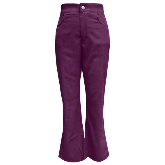 Manxivoo Corduroy Pants Women Women's Solid Color Corduroy Temperament Women's Trousers Micro Lapels High Waist Casual Pants Winter Pants for Women Purple M