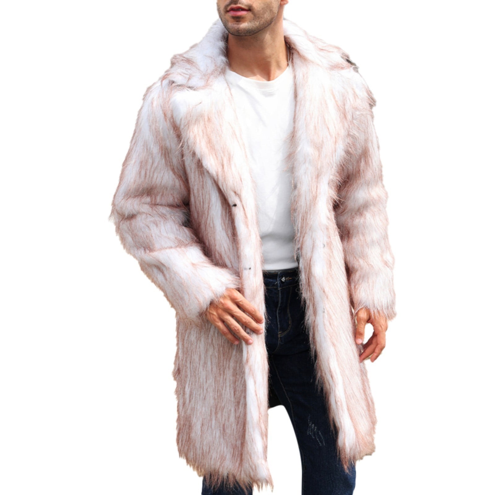 Mens pink faux fur coat hot sale