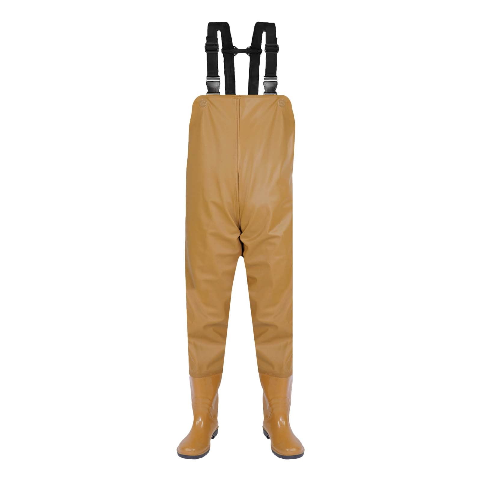 Manxivoo Fishing Gifts for Men Waders Fishing Boots Fishing Trousers with Braces Breathable Crosswater Waders Plus Size Jumpsuit Overalls for Men Yellow2 42