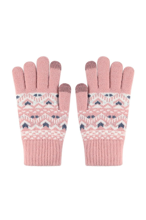 Gloves for Cold Weather Screen Gloves Snow Flower Warm Knit Winter Gloves Christmas Gifts Stocking Stuffers for Women Heated Gloves Pink One Size