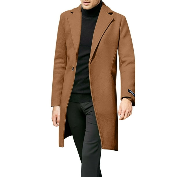 Manxivoo Jackets for Men Super Fashion Woolen Trench Cmen's