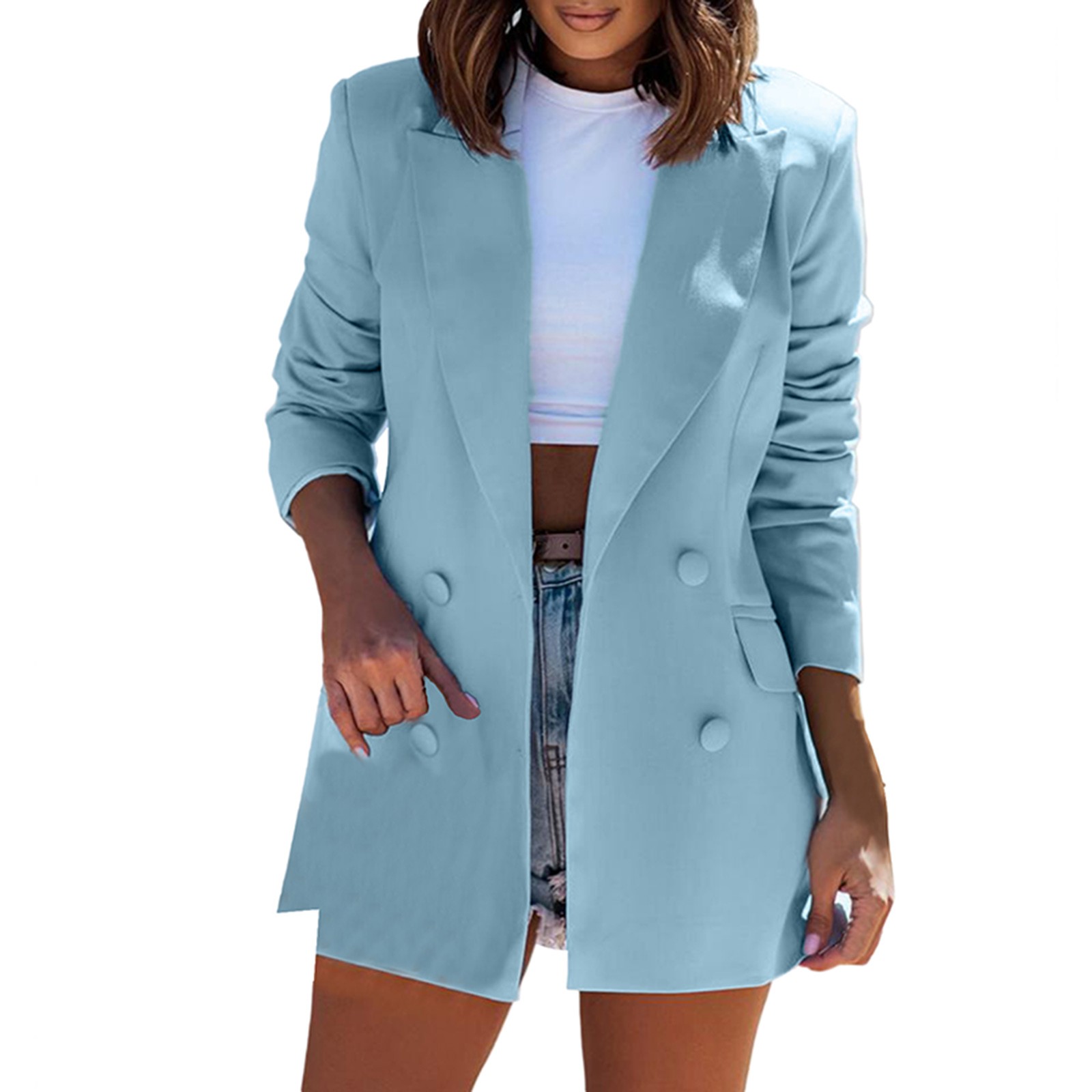 Manxivoo Jackets for Women Womens Long Sleeve Double Coat Coat Blazer ...