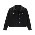 thumbnail image 1 of Manxivoo Jean Jacket Women Women's Basic Solid Color Button Down Denim Cotton Jacket with Pockets Crop Jacket Coat Womens Coats Black, 1 of 8