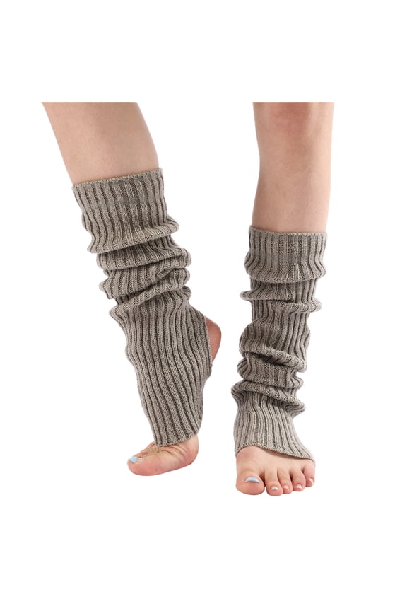 Leg Warmers Long Leg Warmer Womens Men 80S Party Ribbed Knit Dance Sports Leg Warmer Boot Socks Grey