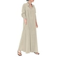 thumbnail image 1 of Manxivoo Long Sleeve Dress Women's Casual Button Down Cotton Linen Long Shirt Dress with Pockets Fairy Dress a XXXL, 1 of 4
