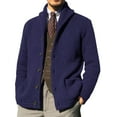 thumbnail image 1 of Manxivoo Mens Cardigan Sweater Mens Fashion Leisure Solid Wool Knitting Stand Collar Long Sleeve Long Style Cardigan Coat, Coats for Men Blue L, 1 of 6