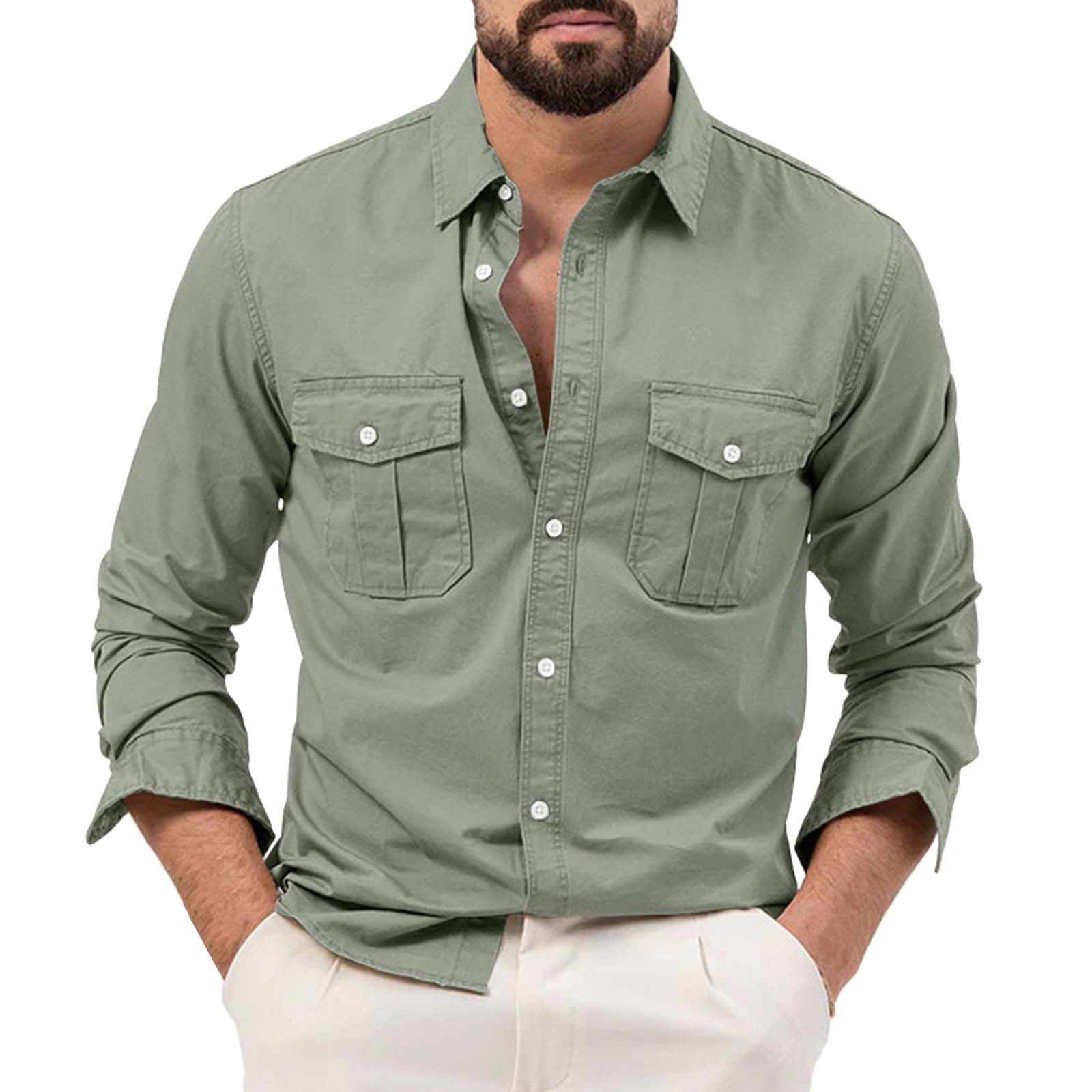 Manxivoo Mens Shirts Men's Fashion Spring and Summer Casual Long