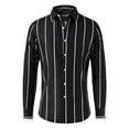 thumbnail image 1 of Manxivoo Mens Shirts Men's Fashion Spring and Summer Casual Long Sleeved Lapel Striped Shirt Blouse Mens Dress Shirts Black L, 1 of 3