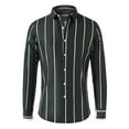 thumbnail image 1 of Manxivoo Mens Shirts Men's Fashion Spring and Summer Casual Long Sleeved Lapel Striped Shirt Blouse Mens Dress Shirts Green XXXXL, 1 of 3