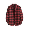 thumbnail image 1 of Manxivoo Mens Shirts Mens Casual Fall Shirt Lapel Button Long Sleeve Shirt Tops Men's Cardigan Plaid Shirt Men Red M, 1 of 4