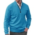 thumbnail image 1 of Manxivoo Mens Sweater Autumn Men's Solid Color Casual Loose V Neck Tight Pullover Sweater Sweater Coat Blue2 XXL, 1 of 3