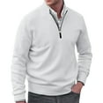 thumbnail image 1 of Manxivoo Mens Sweater Autumn Men's Solid Color Casual Loose V Neck Tight Pullover Sweater Sweater Coat White XXXL, 1 of 2